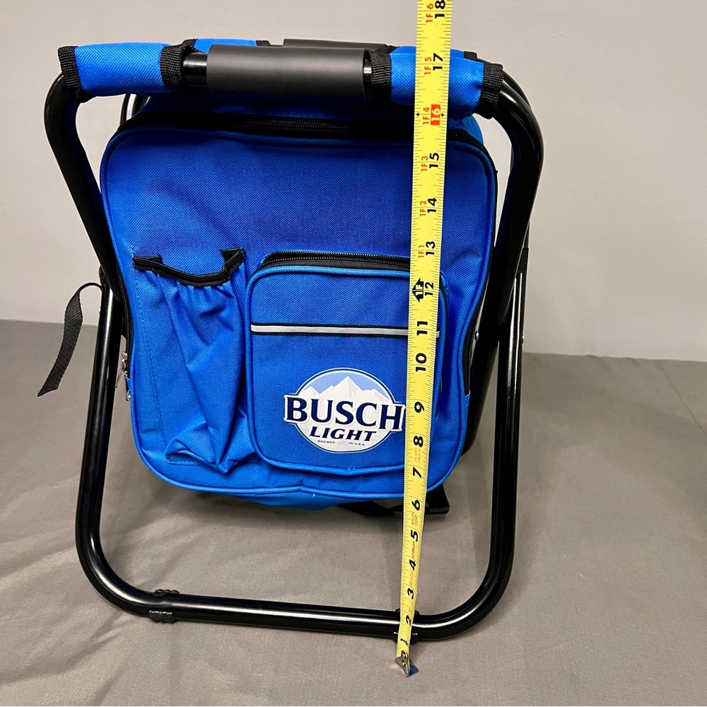 Busch Light Blue Hiking/Camping Backpack Chair Combo Storage Pockets 12x10x17” - Picture 3 of 8